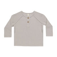 Quincy Mae Fog Henley Knit Top