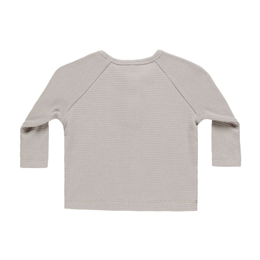 Quincy Mae Fog Henley Knit Top