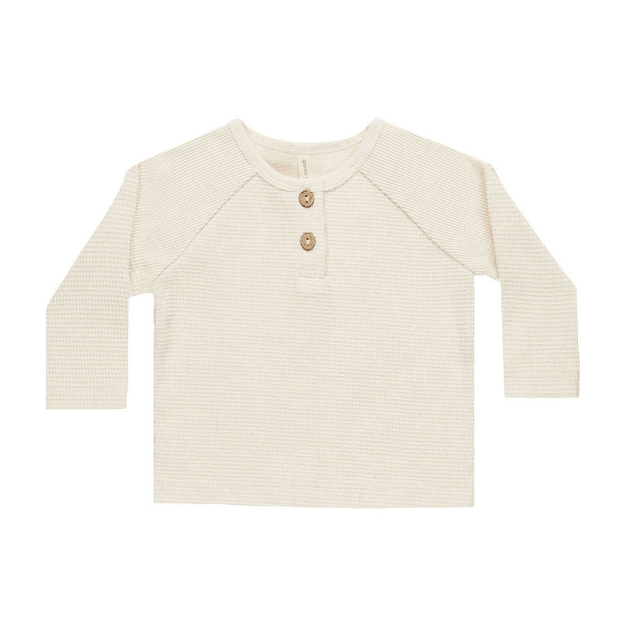 Quincy Mae Natural Henley Knit Top