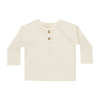 Quincy Mae Natural Henley Knit Top
