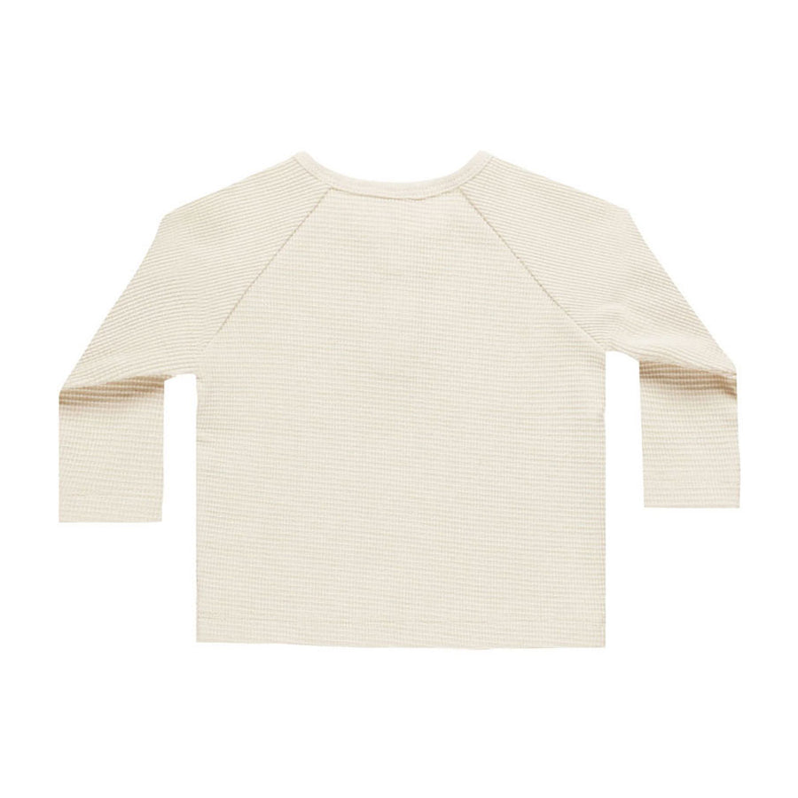 Quincy Mae Natural Henley Knit Top