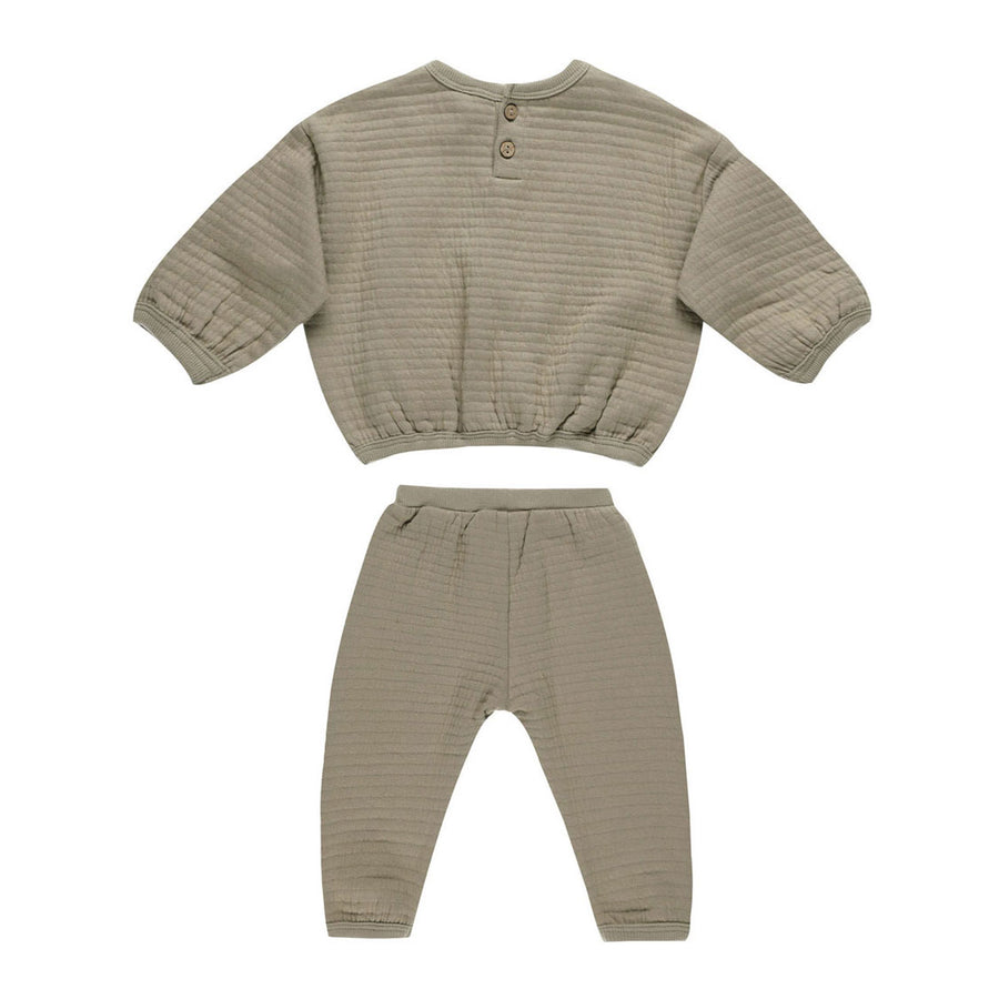 Quincy Mae Olive Textured Sweat Set