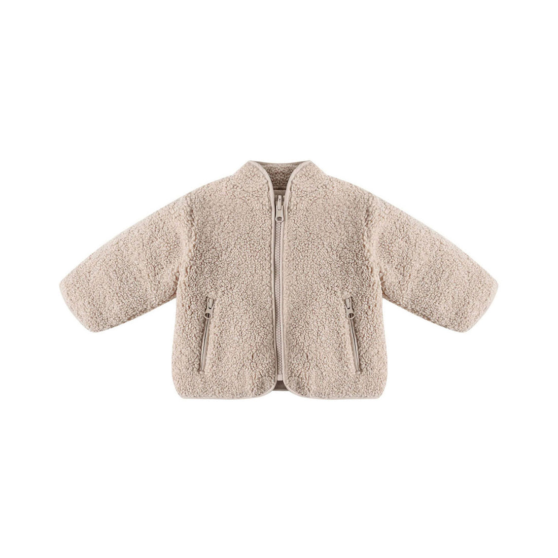 Quincy Mae Oat Shearling Zip Jacket