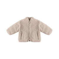 Quincy Mae Oat Shearling Zip Jacket