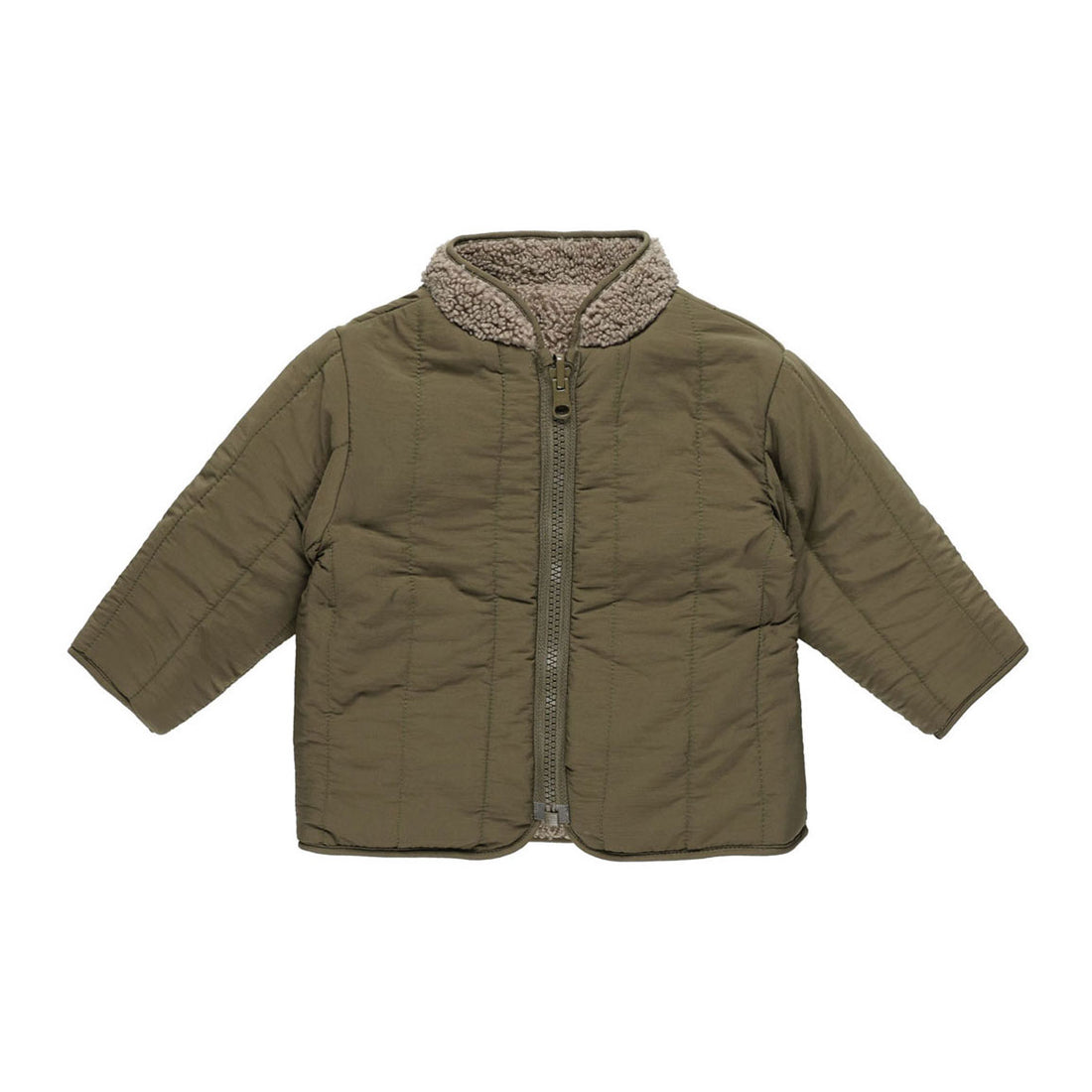 Quincy Mae Olive Shearling Zip Jacket