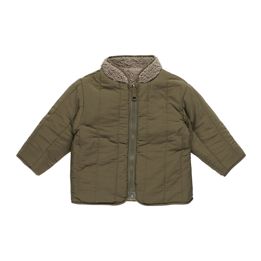 Quincy Mae Olive Shearling Zip Jacket