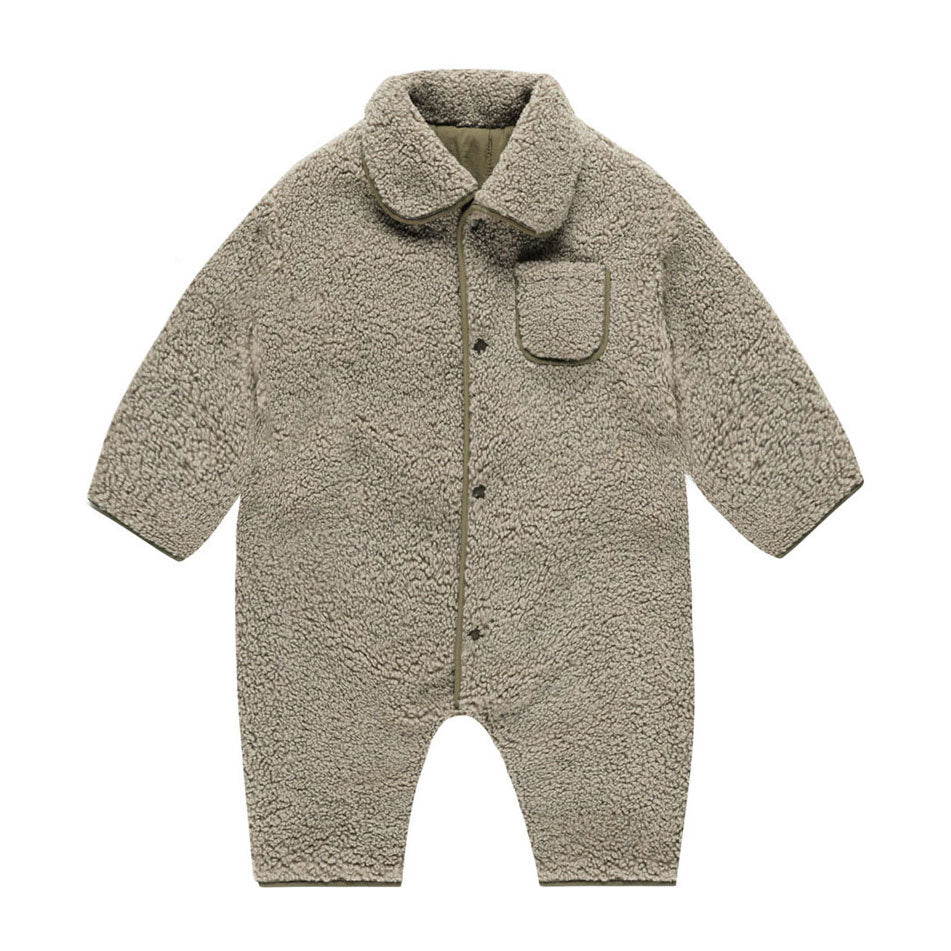 Quincy Mae Olive Shearling jumpsuit