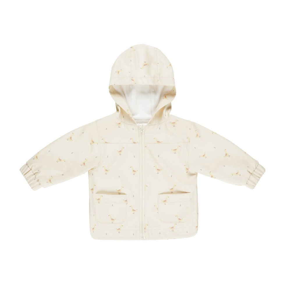 Quincy Mae Ivory Geese Rain Coat