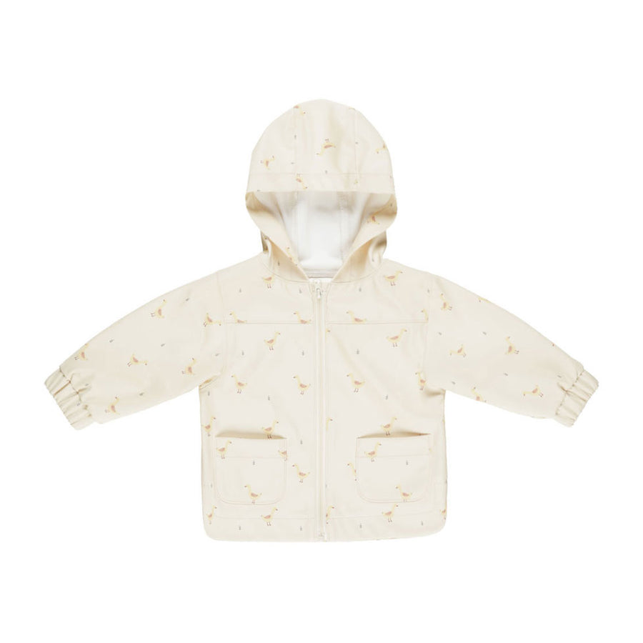 Quincy Mae Ivory Geese Rain Coat