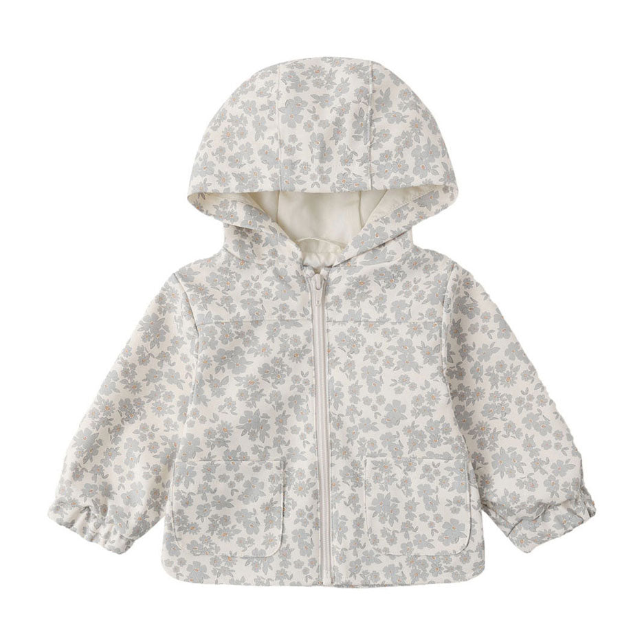 Quincy Mae Blue Floral Rain Coat