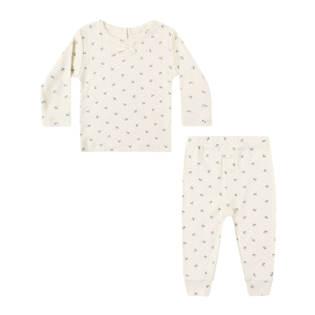 Quincy Mae Blue Ditsy Pointelle Tee + Legging