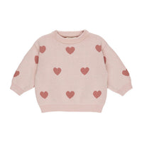 Quincy Mae Bubble Gum Heart Knit Sweater