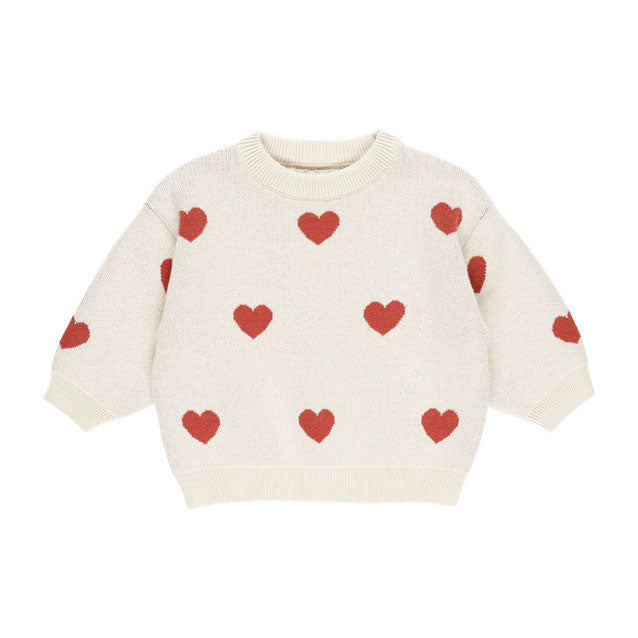 Quincy Mae Natural Heart Knit Sweater