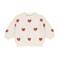 Quincy Mae Natural Heart Knit Sweater