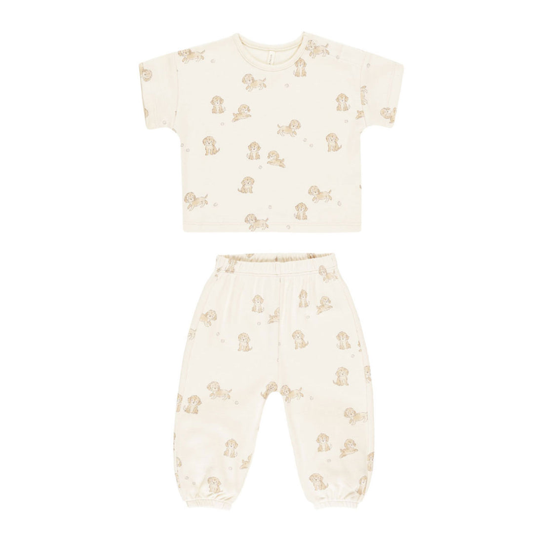 Quincy Mae Natural Puppies Jersey Tee + Pant Set