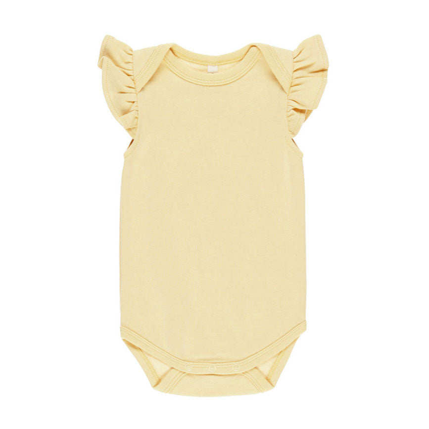Quincy Mae Yellow Flutter Sleeve Bodysuit