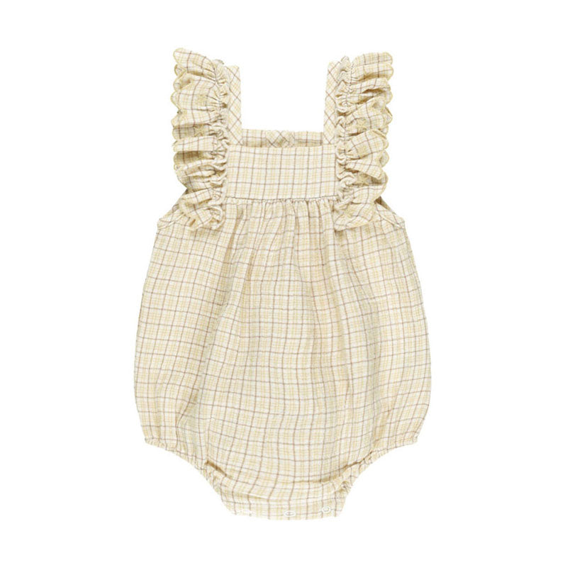 Quincy Mae Yellow Plaid Maya Romper