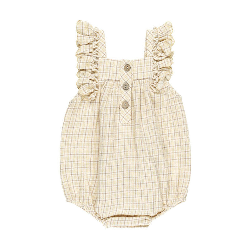 Quincy Mae Yellow Plaid Maya Romper