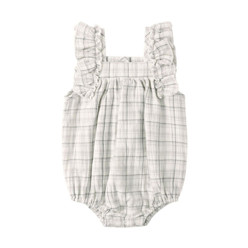 Quincy Mae Blue Plaid Maya Romper