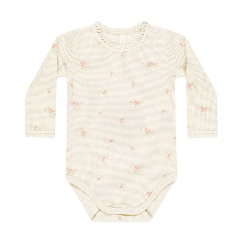 Quincy Mae Vintage Rose Waffle Long Sleeve Bodysuit