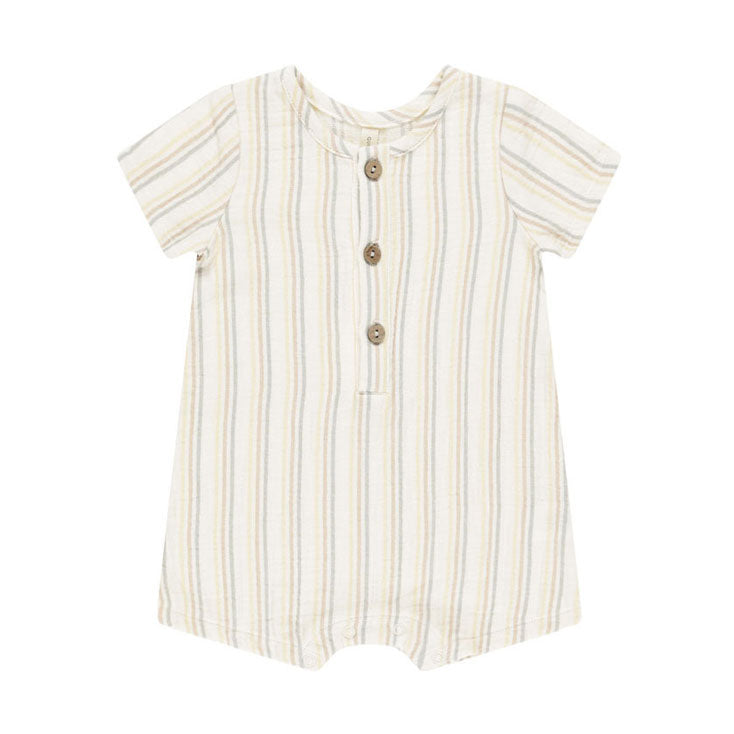 Quincy Mae Summer Stripe Short Sleeve Woven Romper