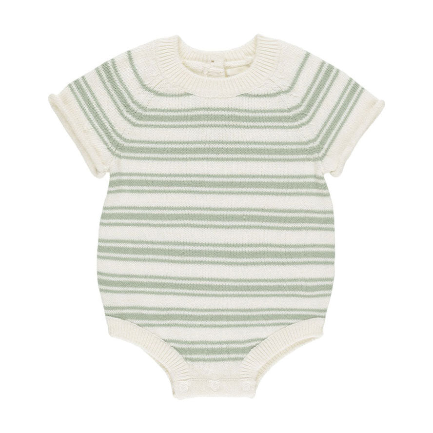 Quincy Mae Sage Knit Stripe Rowan Romper
