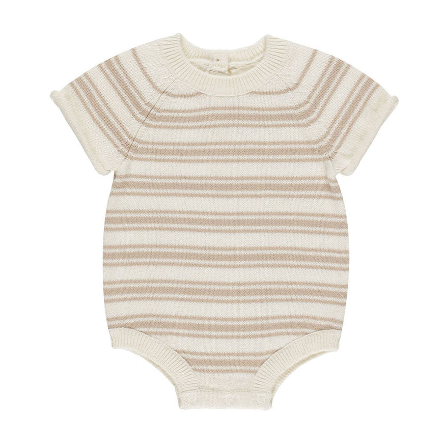 Quincy Mae Oat Knit Stripe Rowan Romper