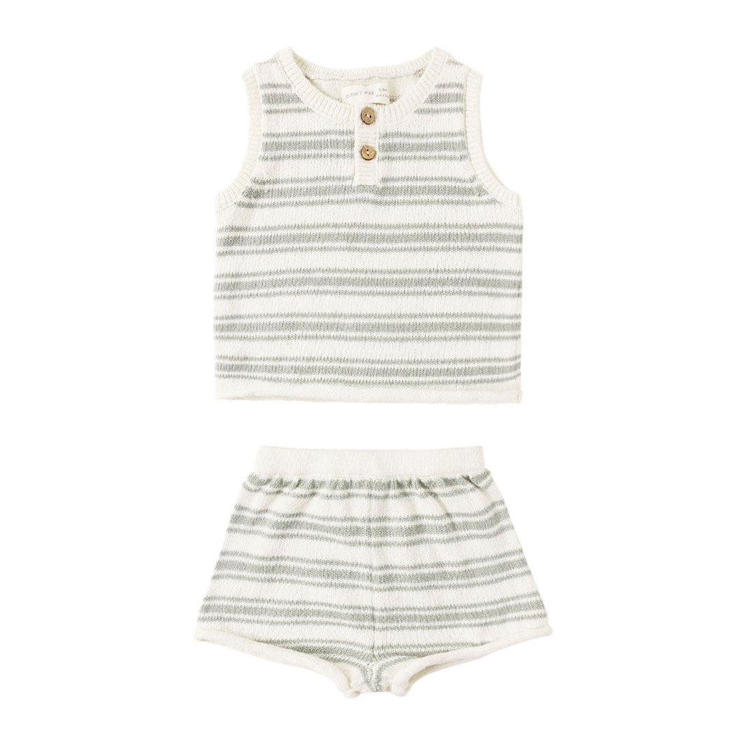 Quincy Mae Sage Stripe Taylor Knit Set