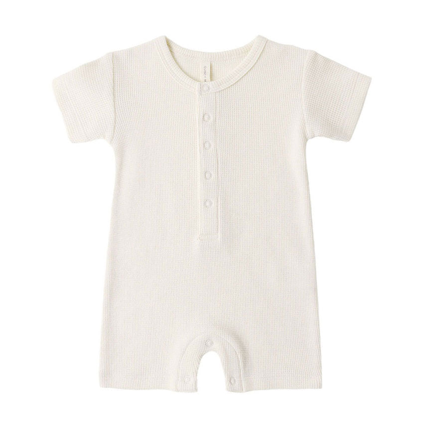 Quincy Mae Natural Waffle Snap Romper
