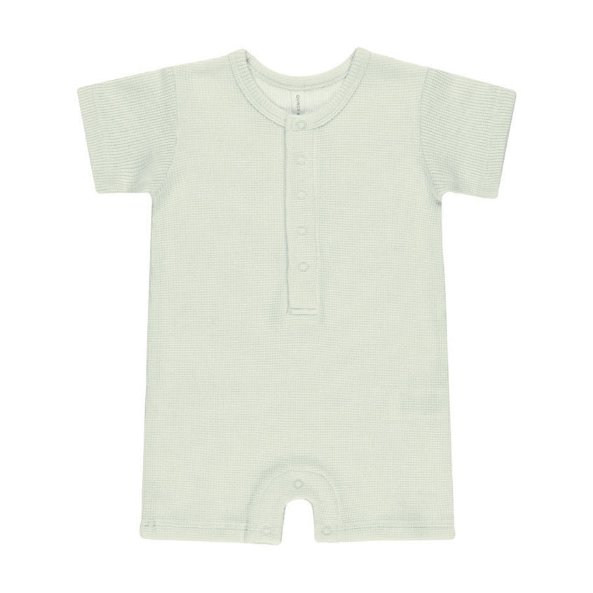 Quincy Mae Mint Waffle Snap Romper