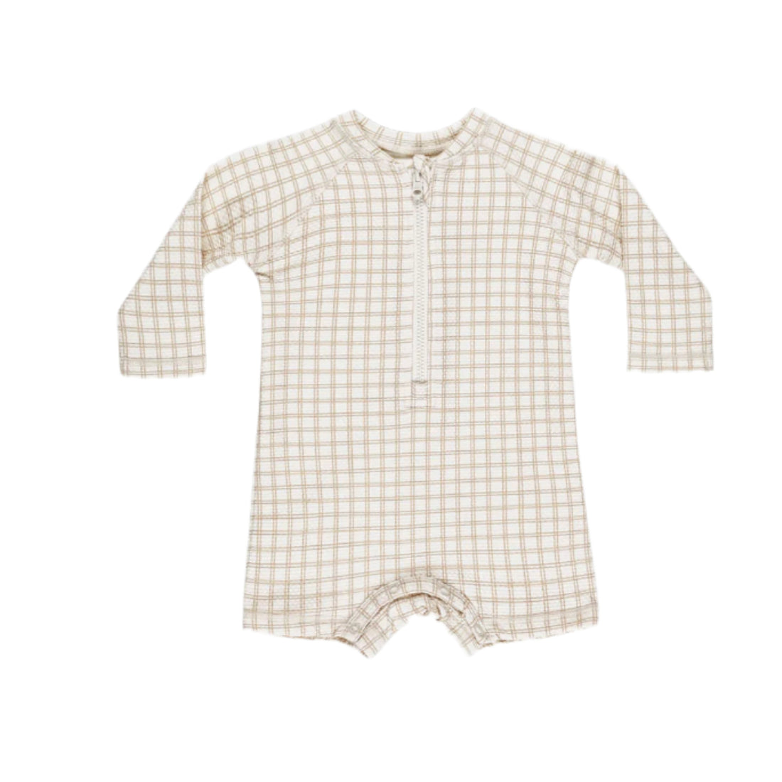 Quincy Mae Oat Check Long Sleeve One-Piece Rashguard