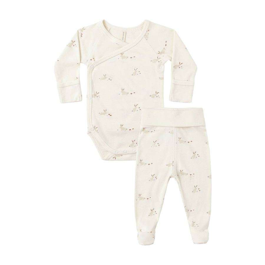 Quincy Mae Bunnies Side Snap Bodysuit+Pant Set