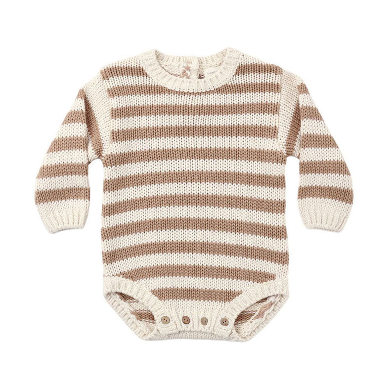 Quincy Mae Almond Stripe Rex Romper
