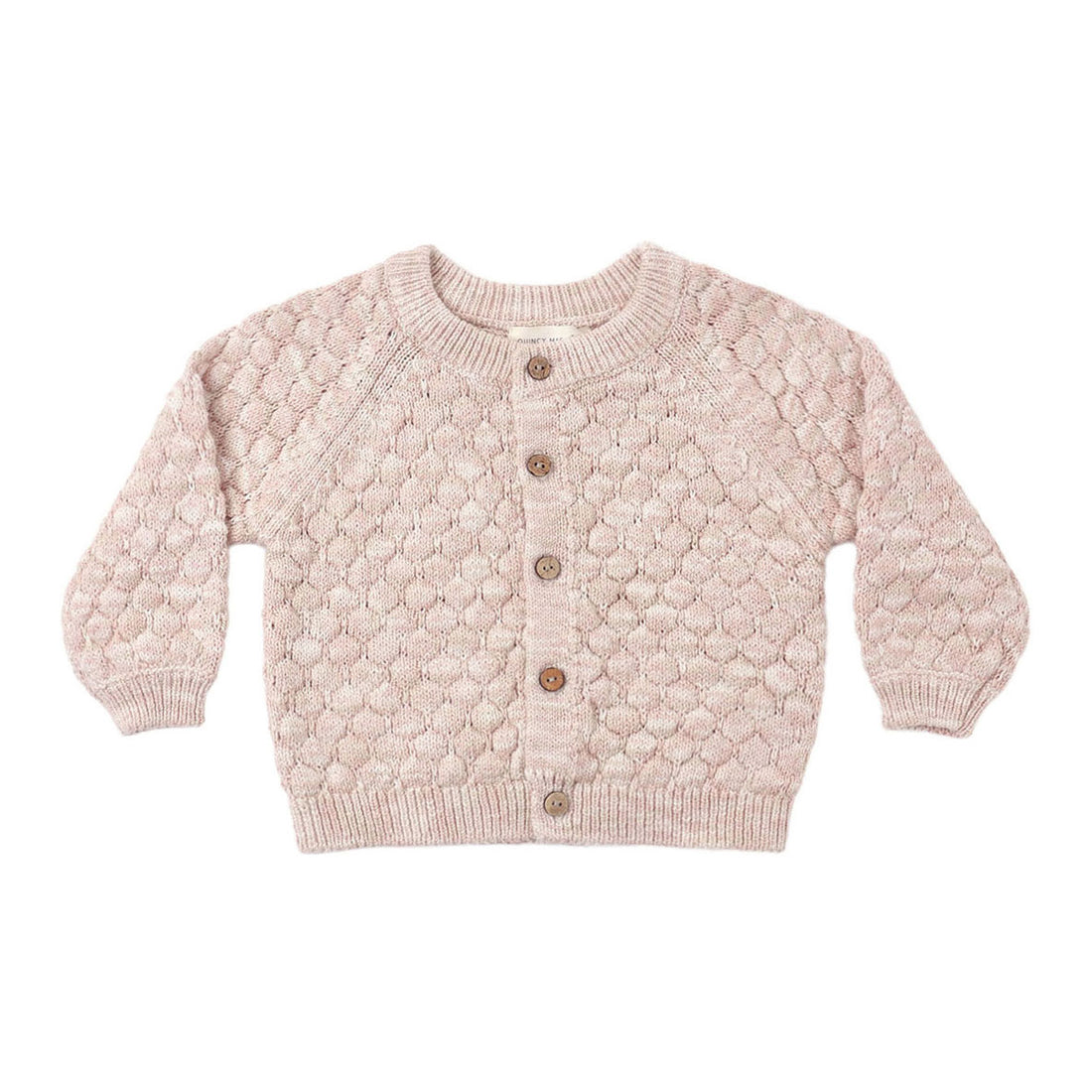 Quincy Mae Dusty Rose Speckle Bubble Knit Cardigan
