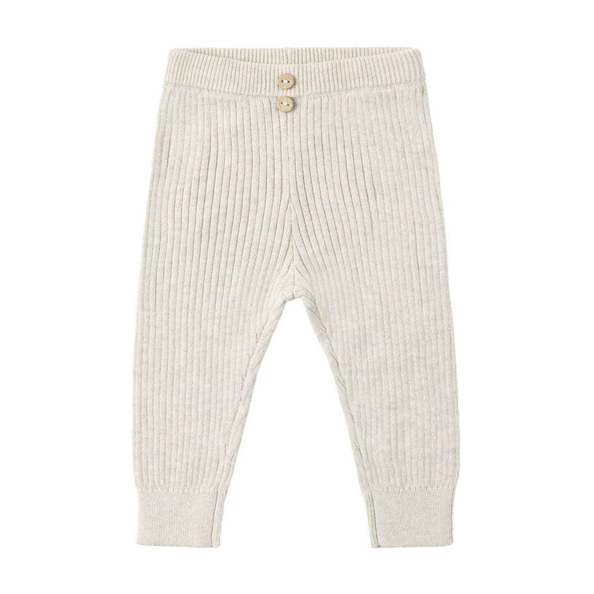 Quincy Mae Heathered Oatmeal Rib Knit Legging