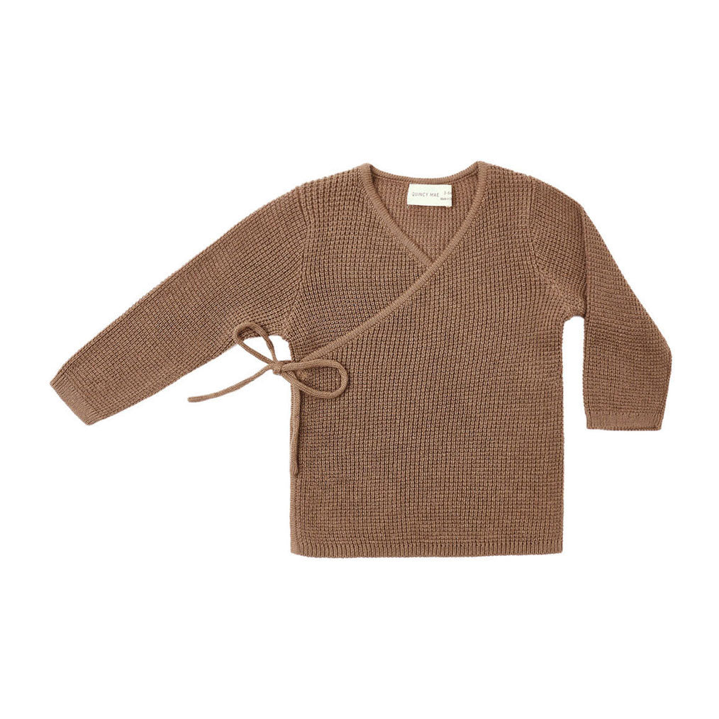 Quincy Mae Cocoa Knit Wrap Top