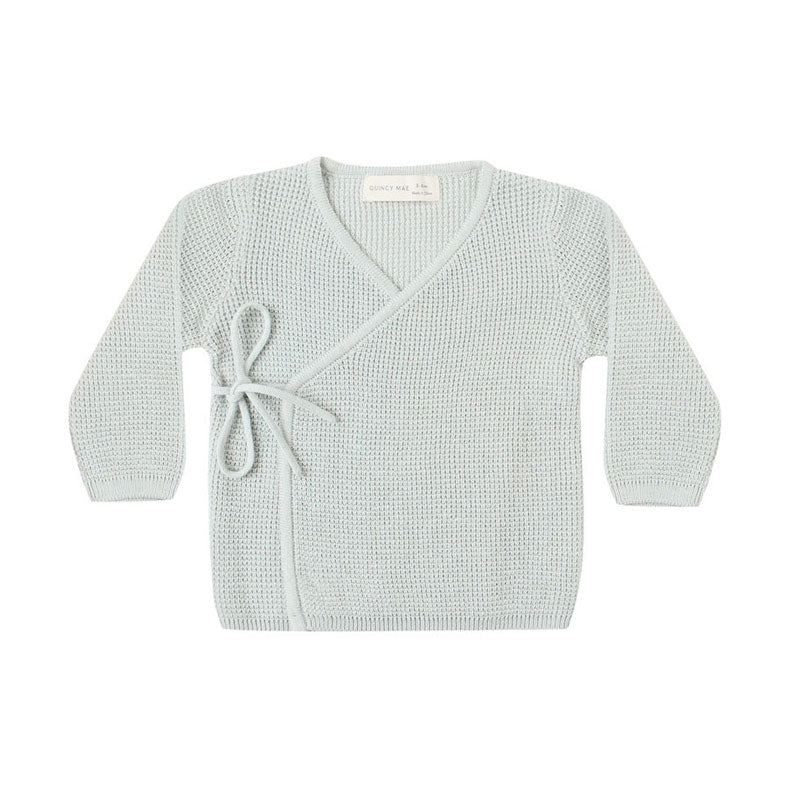 Quincy Mae Ice Blue Knit Wrap Baby Top