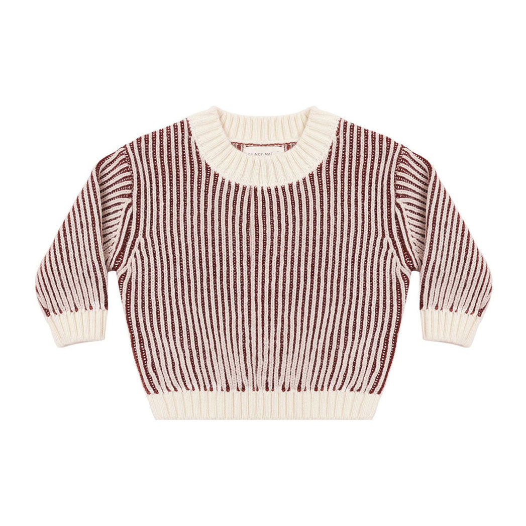 Quincy Mae Black Cherry Stripe Relaxed Knit Sweater