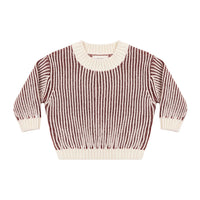 Quincy Mae Black Cherry Stripe Relaxed Knit Sweater