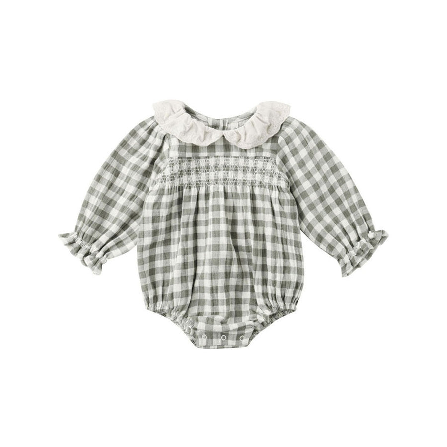 Quincy Mae Forest Check Callie Romper
