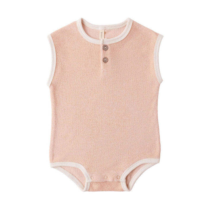 Quincy Mae Melon Terry Cloth Romper