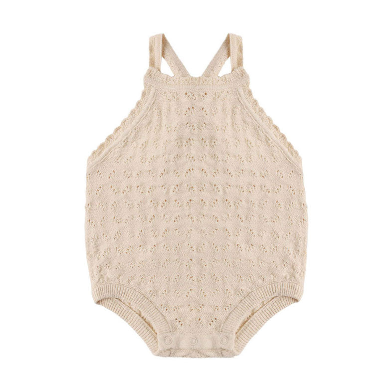 Quincy Mae Ecru Annie Knit Romper