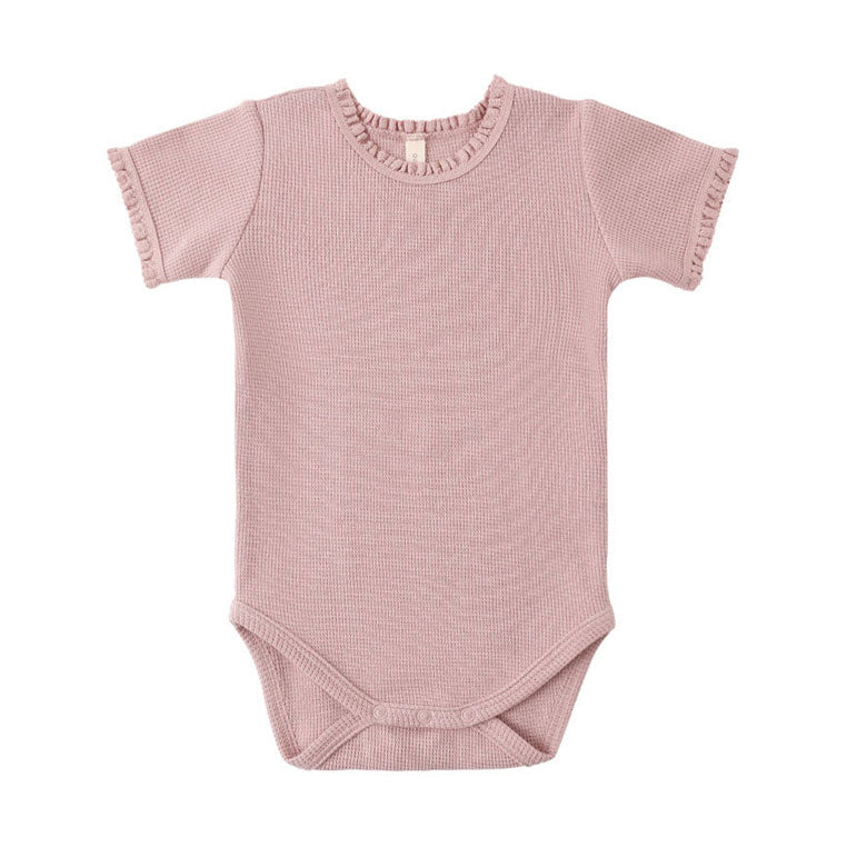 Quincy Mae Mauve Short Sleeve Waffle Bodysuit