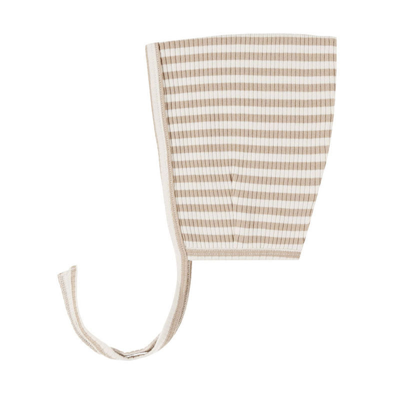 Quincy Mae Latte Stripe Ribbed Pixie Bonnet
