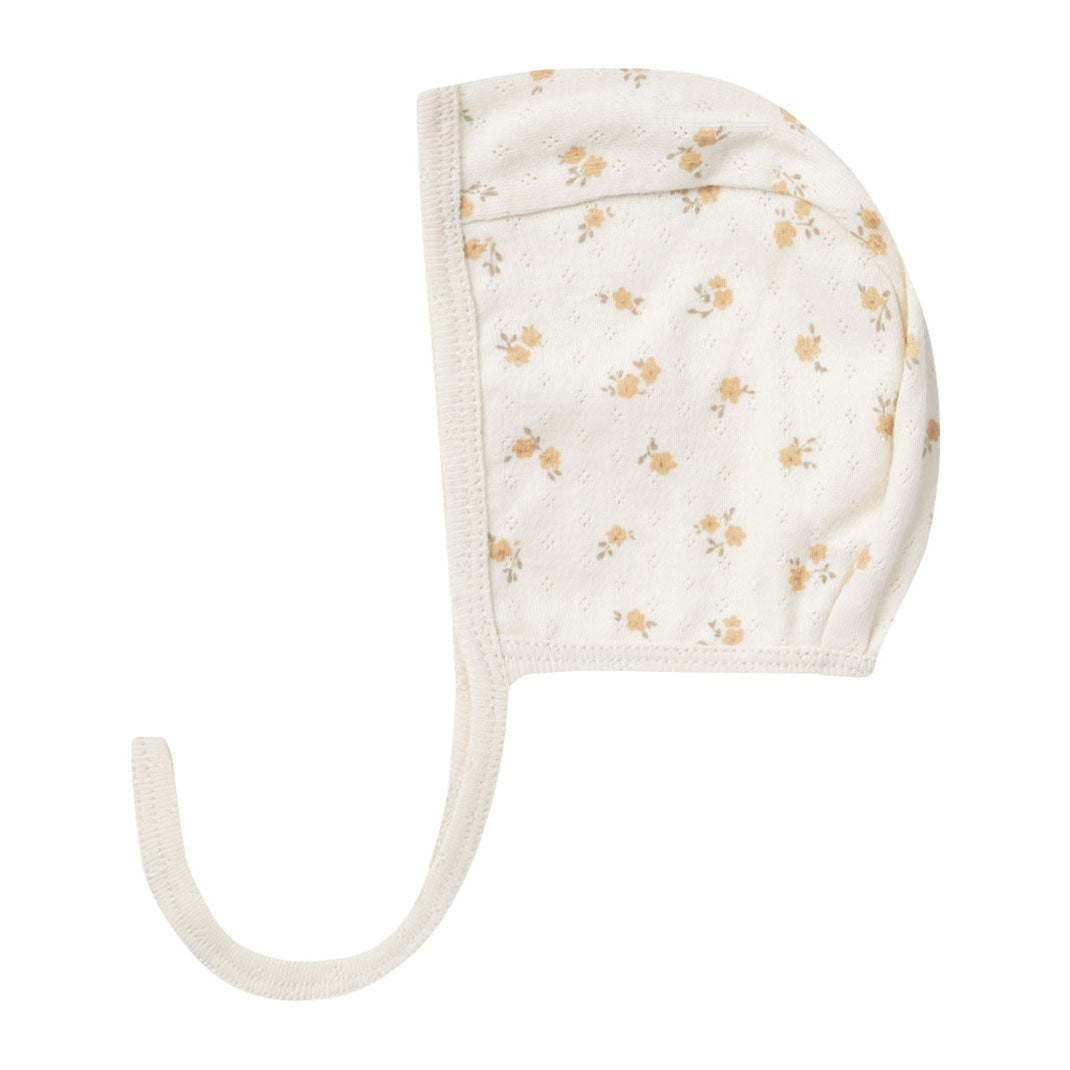 Quincy Mae Ditsy Melon Pointelle Baby Bonnet