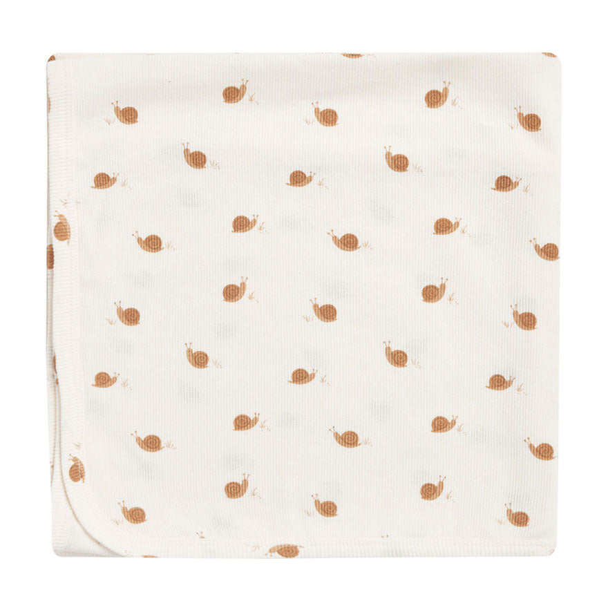 Quincy Mae Snails Ribbed Baby Blanket