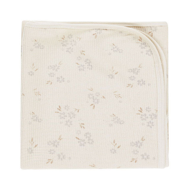 Quincy Mae Natural Blue Ditsy Baby Blanket