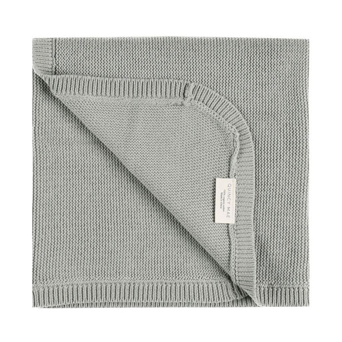 Quincy Mae Dusty Blue Knit Baby Blanket