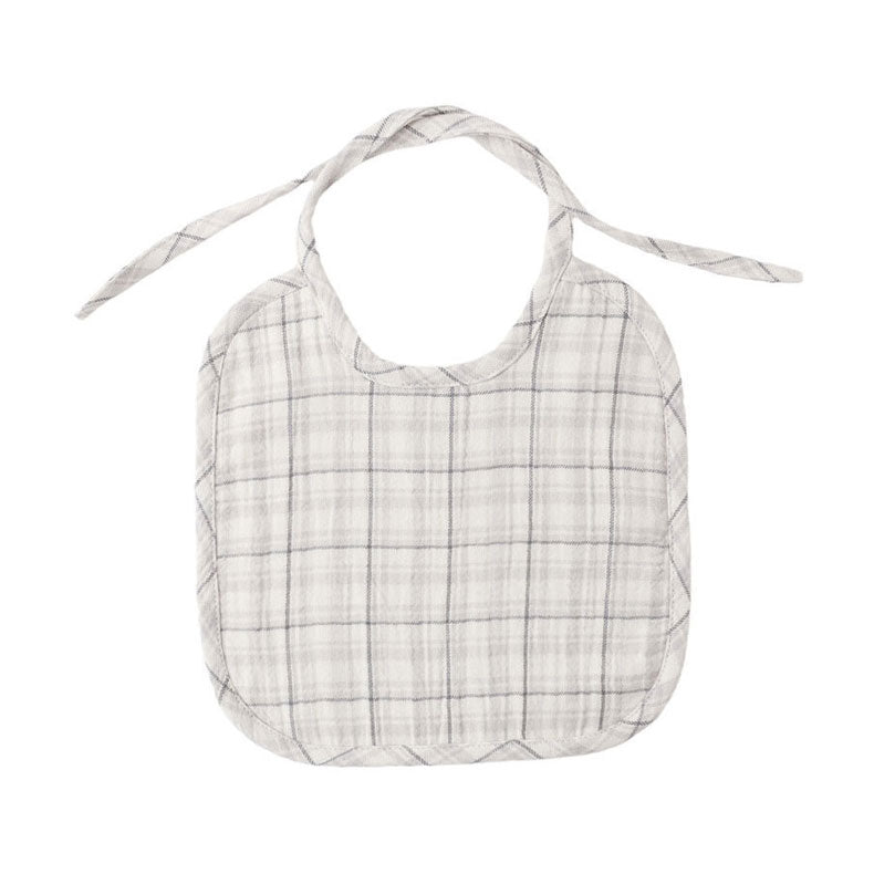 Quincy Mae Blue Plaid Woven Tie Bib