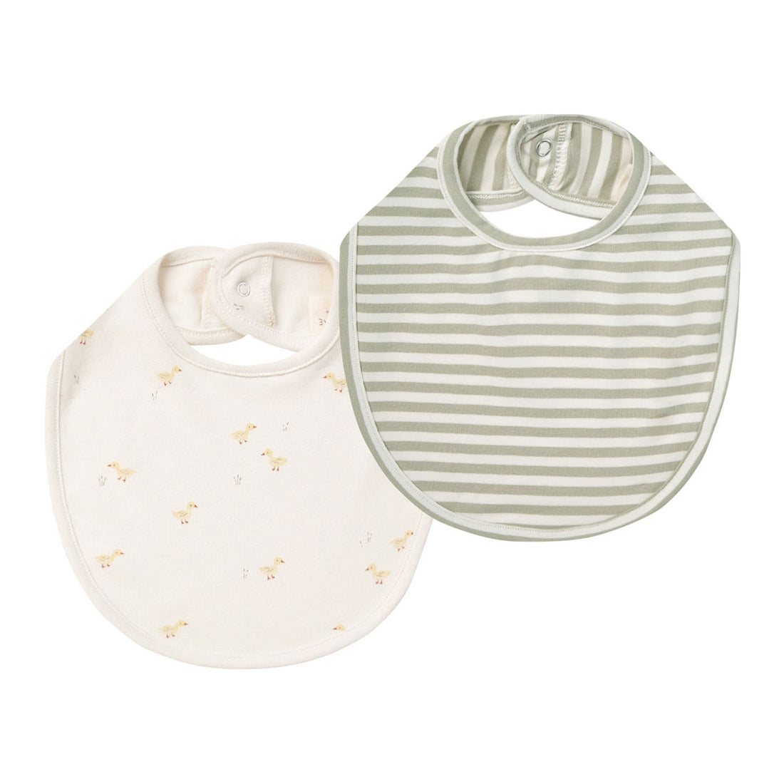 Quincy Mae Ducks, Sage Stripe Jersey Snap Bib
